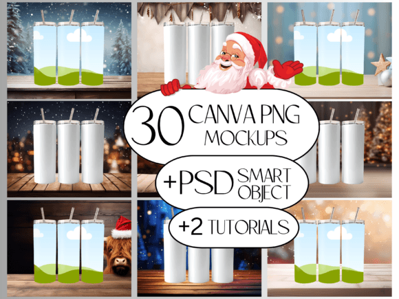 30x 20Oz Skinny Tumbler Mockup Canva PSD: Your Design Toolkit