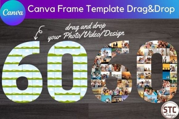 60 Sixty Number Collage Canva Frame: A Modern Design Asset