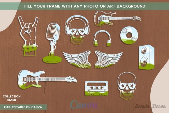 Rock and Roll Music Elements Canva Frame: Instant Graphic Impact