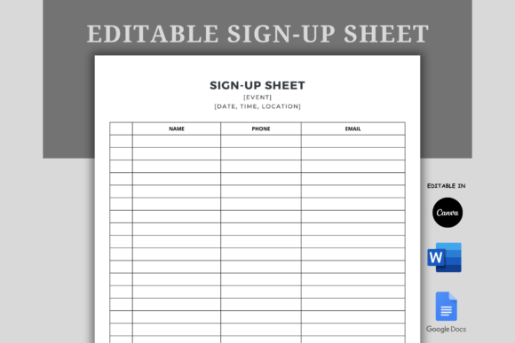 Simplify Event Registration: Editable Sign-Up Sheet Word Docs Canva