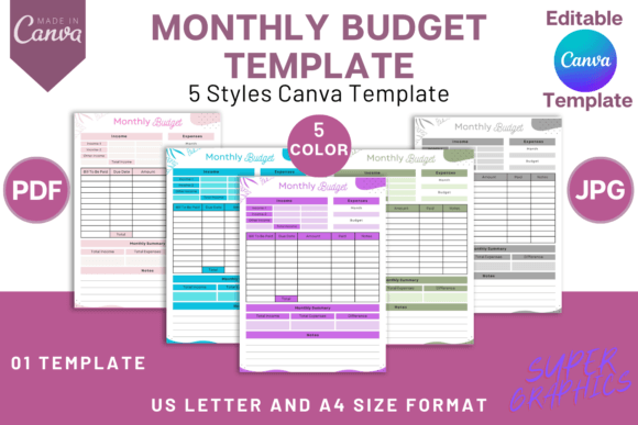Streamline Your Finances with the Monthly Budget Planner Canva Template V2