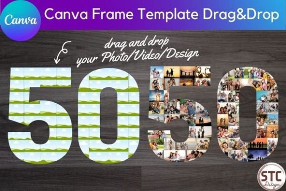 Transform Milestones with a 50 Fifty Number Collage Canva Frame